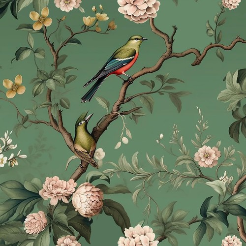 Tapete blumen vogel - blumen,
